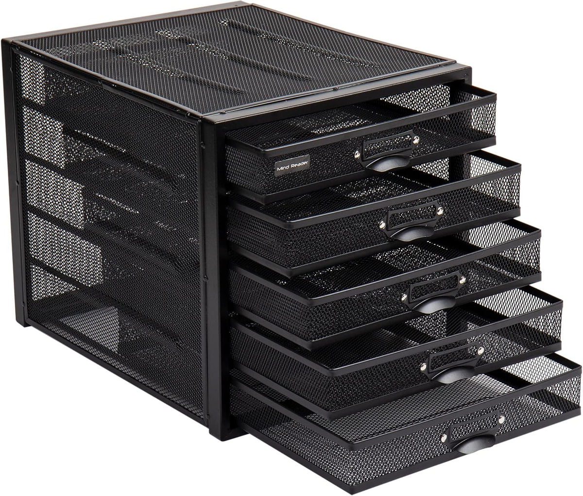 Mind Reader File Storage Drawers, Desk Organizer, Multi-Purpose, Crafts, Office, Metal, Black