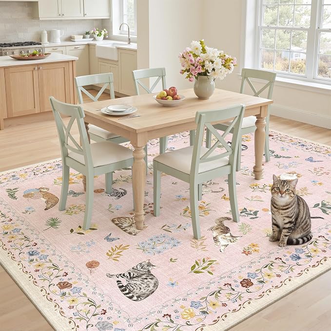 Soalmost Cat 6x9 Pink Area Rugs