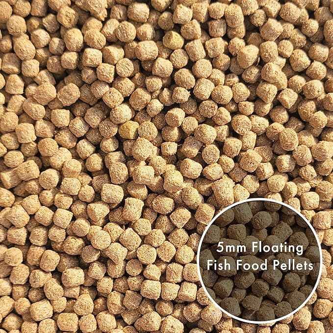 HALF OFF PONDS Show & Grow Koi Fish Food - 5 lb Floating Pellets, 5mm Size - Goldfish Food for Ponds - 35% Protein with Beta Carotene & Vitamins - Enhances Color Vibrancy & Body Definition