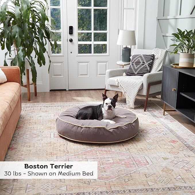 Happy Hounds Scout Round Reversible Pillow Dog Bed, Medium (36" x 36"), Fog