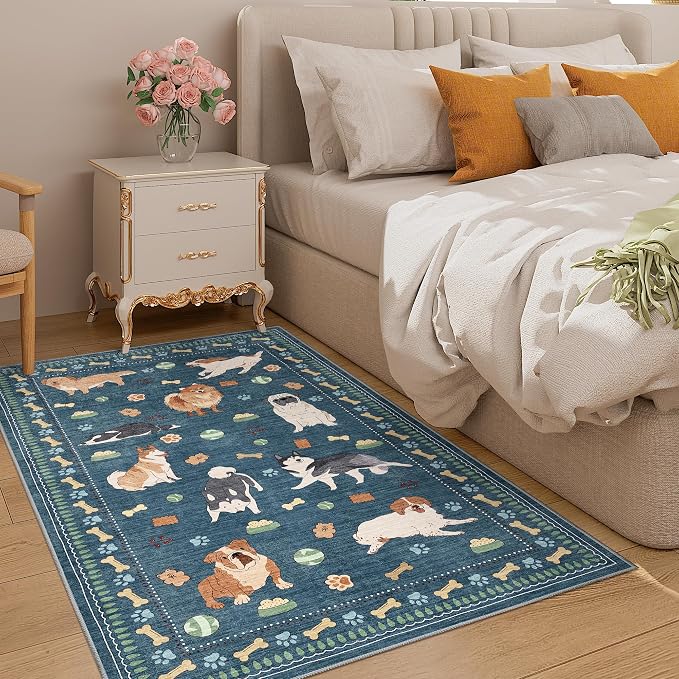 DUKINO 3x5 Area Rug, Lightweight Washable Entryway Rug