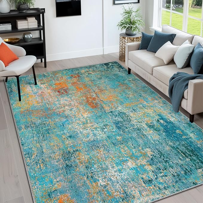 RELEANY Washable Area Rugs 5'x7' Non-Slip Modern Abstract Soft