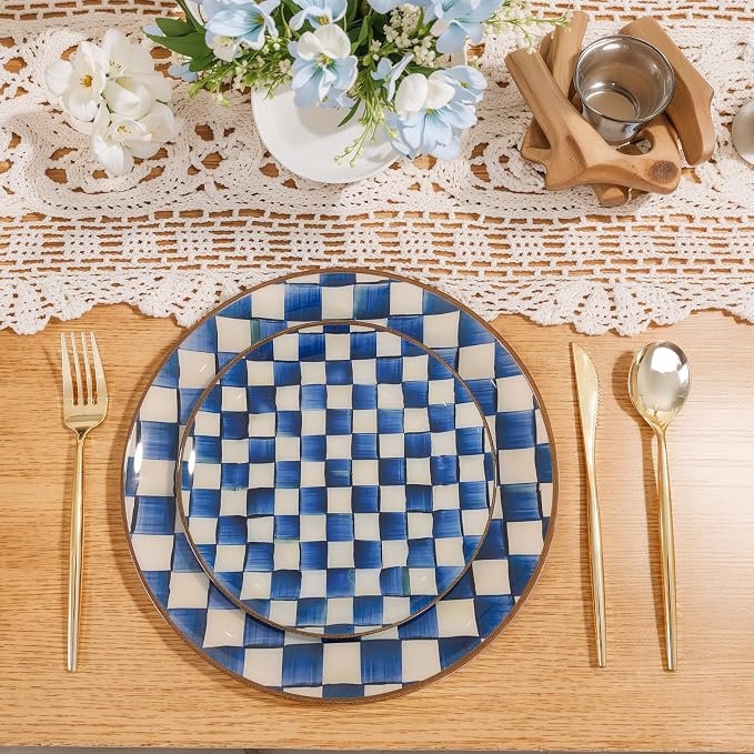 U-QE 20PCS Blue Plastic Plates for Party