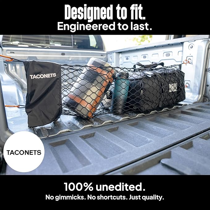 Envelope Cargo Net for Colorado/Canyon - Fits 2023-2025 - Upgraded 5mm Bungee - Integrated Storage Bag - Heavy Duty Carabiners - Designed in USA