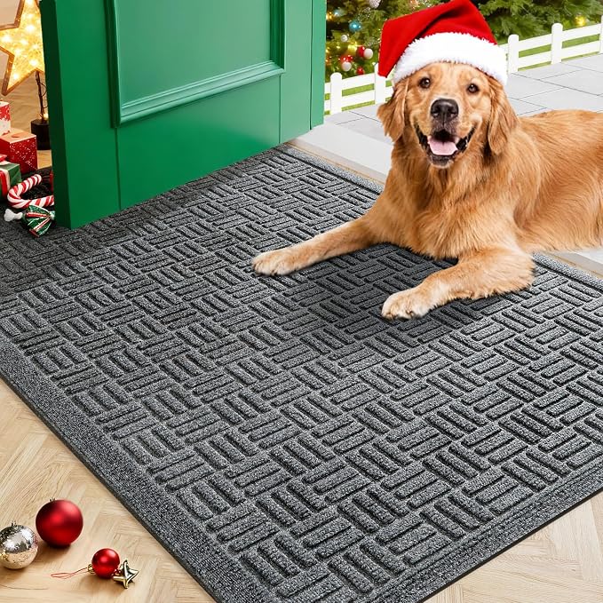Mibao Front Door Mat Indoor Outdoor Entrance, Dirt Trapping Waterproof