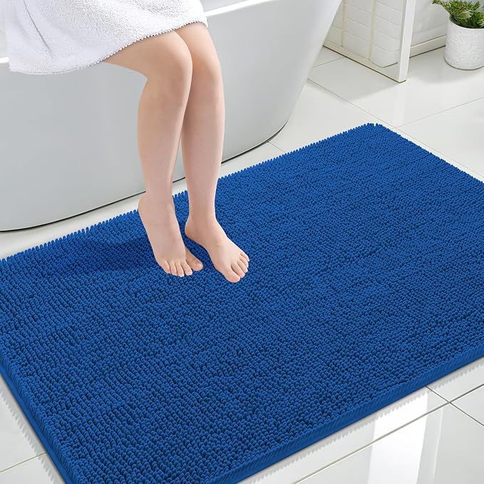 OLANLY Large Bathroom Rugs 44x32, Soft Absorbent Chenille Bath Rugs, Rubber