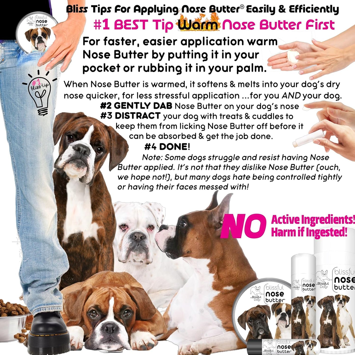 The Blissful Dog Boxer Duo Unscented Nose Butter, 4-Ounce