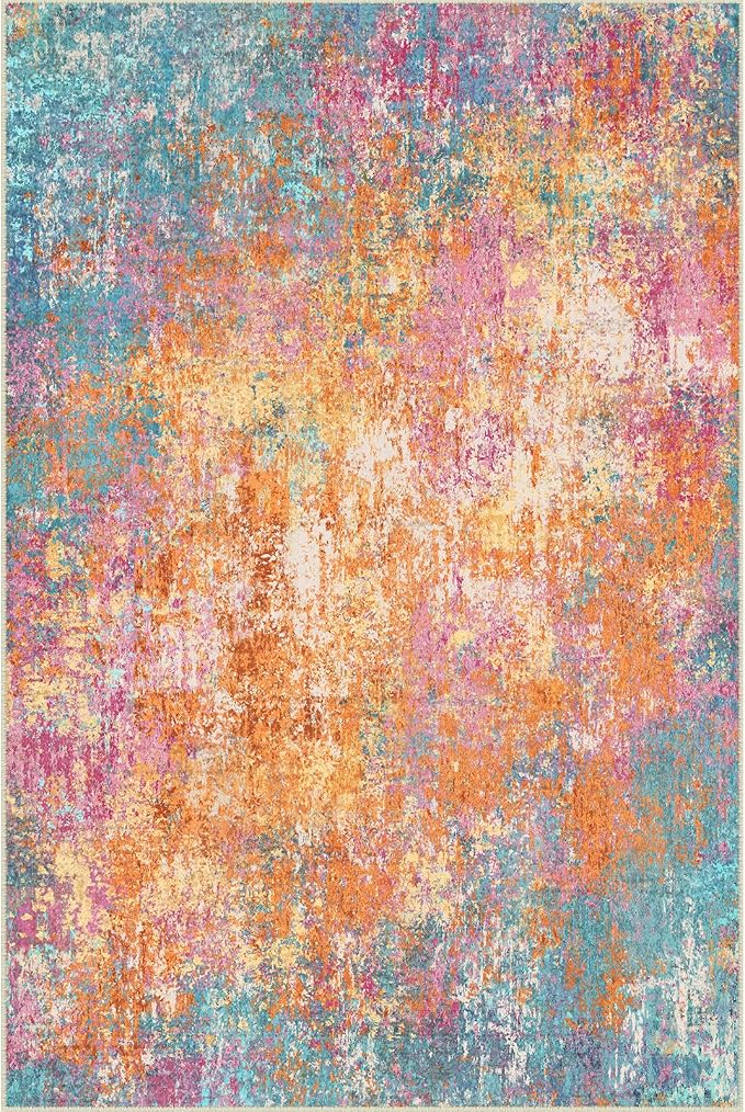RELEANY Washable Area Rugs 5'x7' Non-Slip Modern Abstract Soft