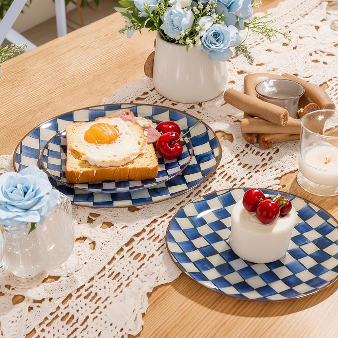 U-QE 20PCS Blue Plastic Plates for Party