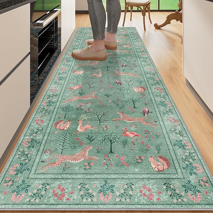 DUKINO 2.6x8 Rug for Hallway, Washable Kitchen Runner Rug