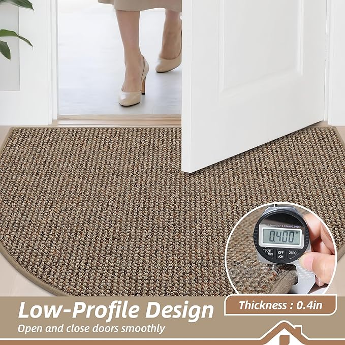 BEQHAUSE Dirt Trapper Door Mat 32" x 48" Half Circle Non-Slip Washable Doormats