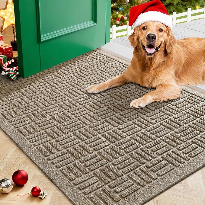 Mibao Front Door Mat Indoor Outdoor Entrance, Dirt Trapping Waterproof