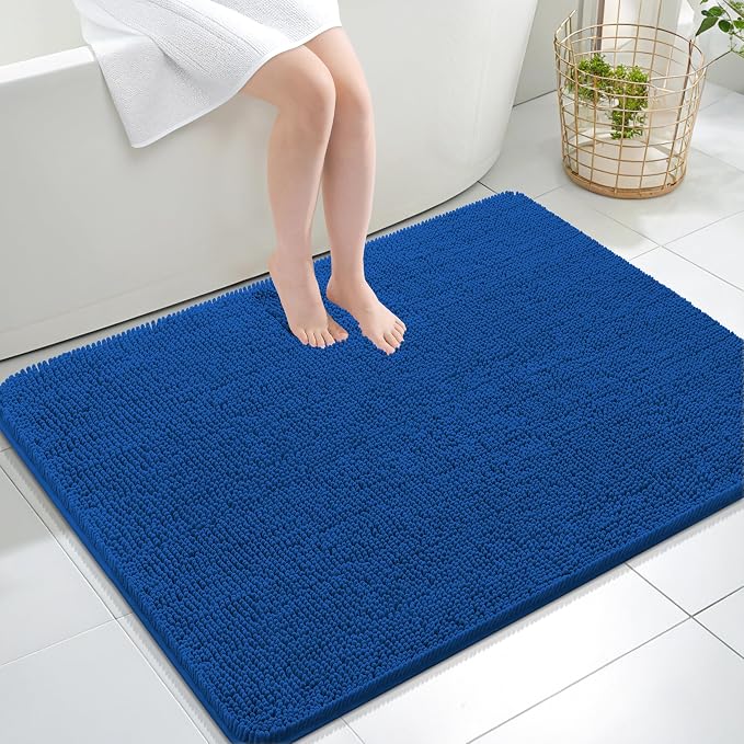 OLANLY Large Bathroom Rugs 40x32, Soft Absorbent Chenille Bath Rugs, Rubber