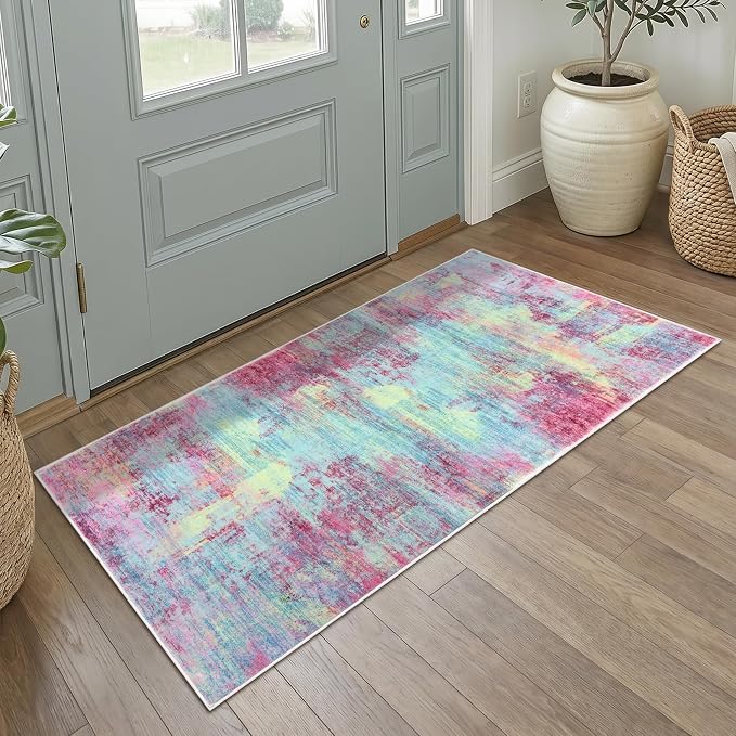 IOHOUZE Abstract Runner Rug 2x4 Ft Entryway Rugs Washable Door Mat Indoor