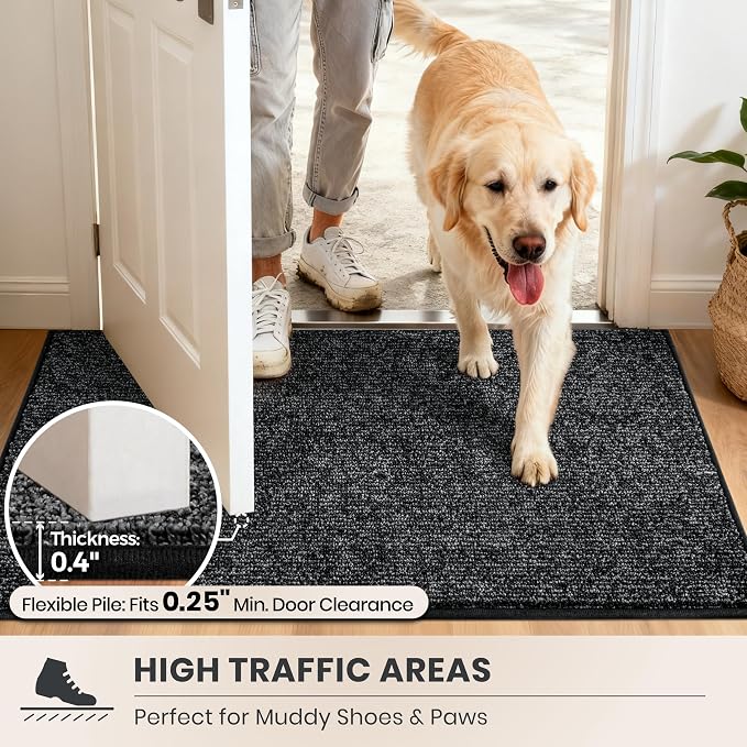 PURRUGS Dirt Trapping Door Mat 32" x 47", Non-Slip Machine Washable Entry Rug