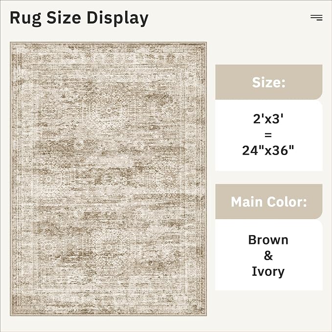 Soalmost 2x3 Washable Rugs for Kitchen, Powder Room Small Area Rug Non-Slip