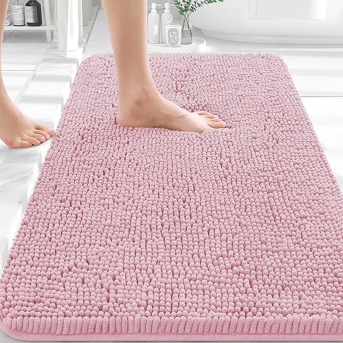 OLANLY Bathroom Rugs 30x20, Extra Soft Absorbent Chenille Bath Rugs, Rubber