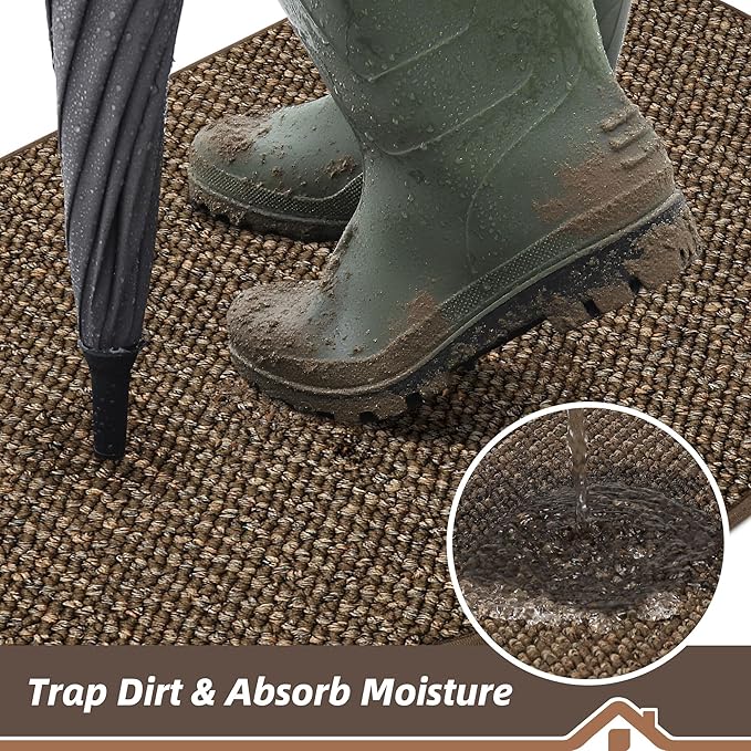 BEQHAUSE Dirt Trapper Door Mat 32" x 48" Half Circle Non-Slip Washable Doormats