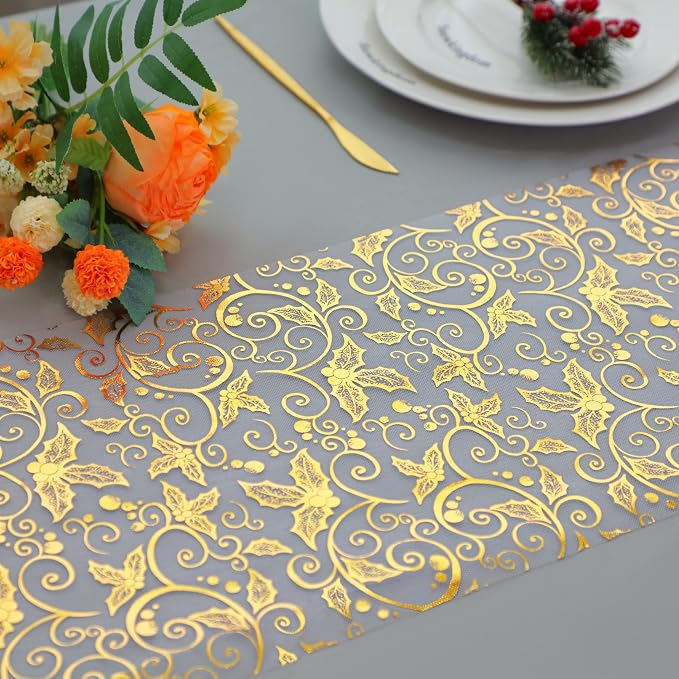Snowkingdom 2 PCS Gold Table Runner 108 Inches Long