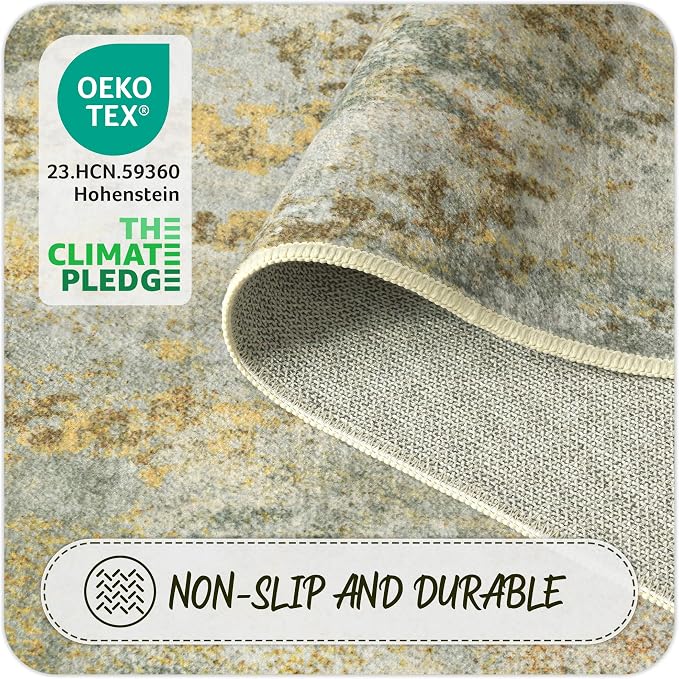Green Round Rugs 6ft Washable Circle Area Rug