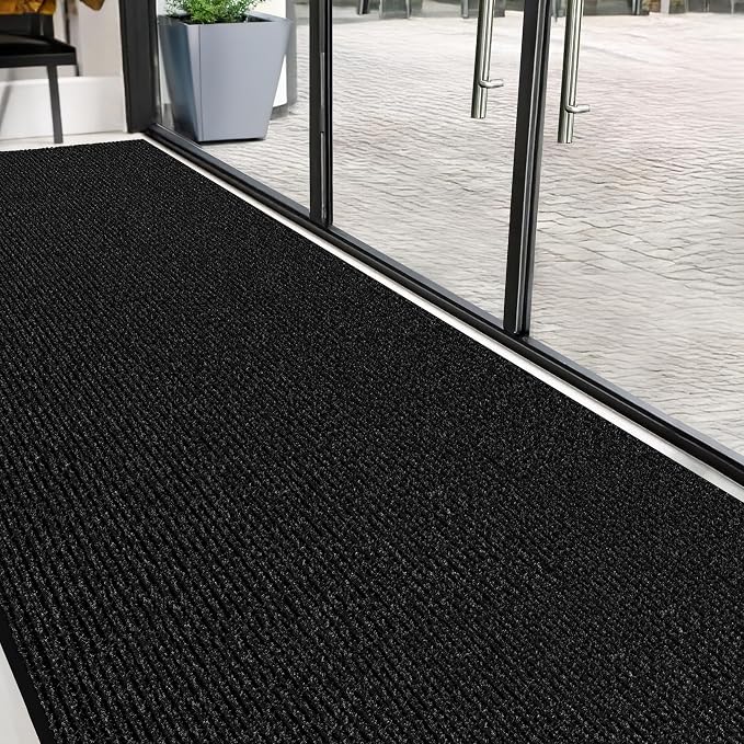 Commercial Door Mat 4'x16' Black, Heavy Duty Industrial Floor Mat