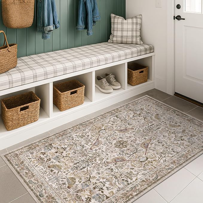 Washable 3x5 Moss Large Entryway Rugs