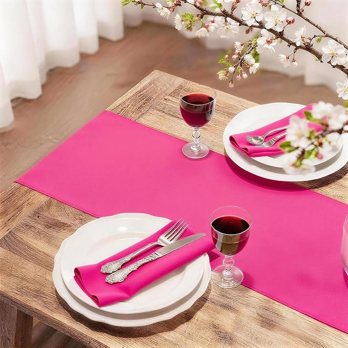 FOLINS&HOME Hot Pink Waterproof Decorative Table Runner 36 Inches Long | 210GSM