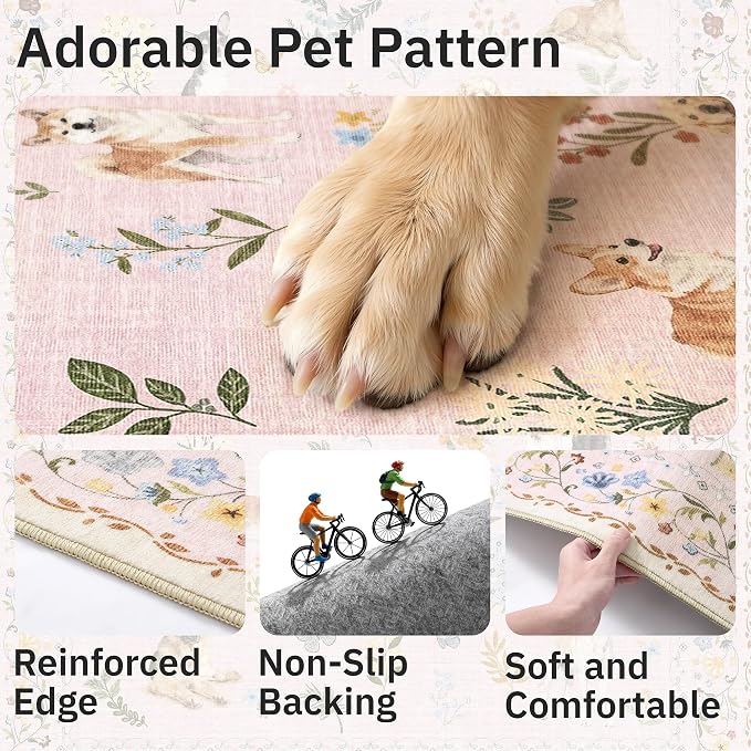 Soalmost Dog 8x10 Pink Area Rugs