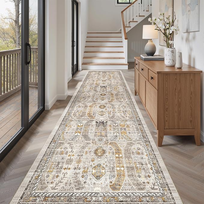 Madane Hallway Rug 3x10, Kitchen Rugs Washable Entryway Rug Vintage Kitchen
