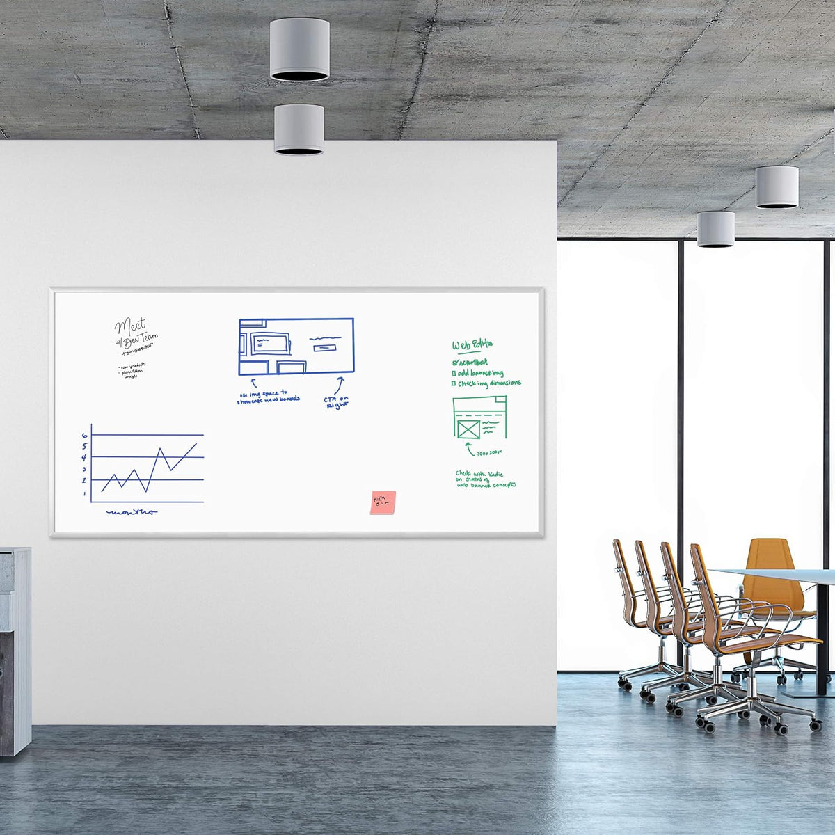 U Brands White Board, Dry Erase Board for Wall, Aluminum Frame, 96" x 48"
