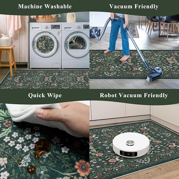3 Piece Kitchen Rug Set, Washable Non-Slip Kitchen Mats
