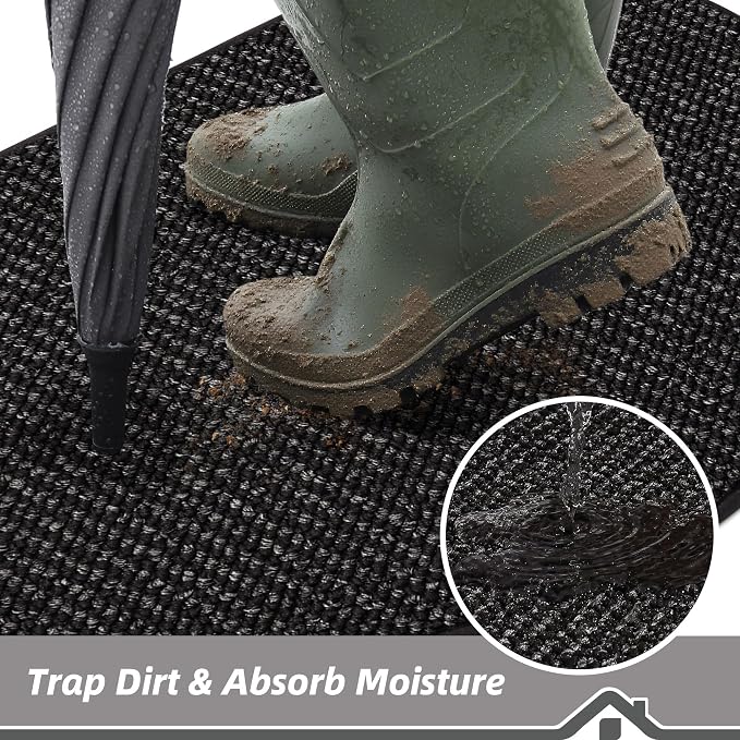 BEQHAUSE Dirt Trapper Door Mat 24" x 36" Half Circle Non-Slip Washable Doormats