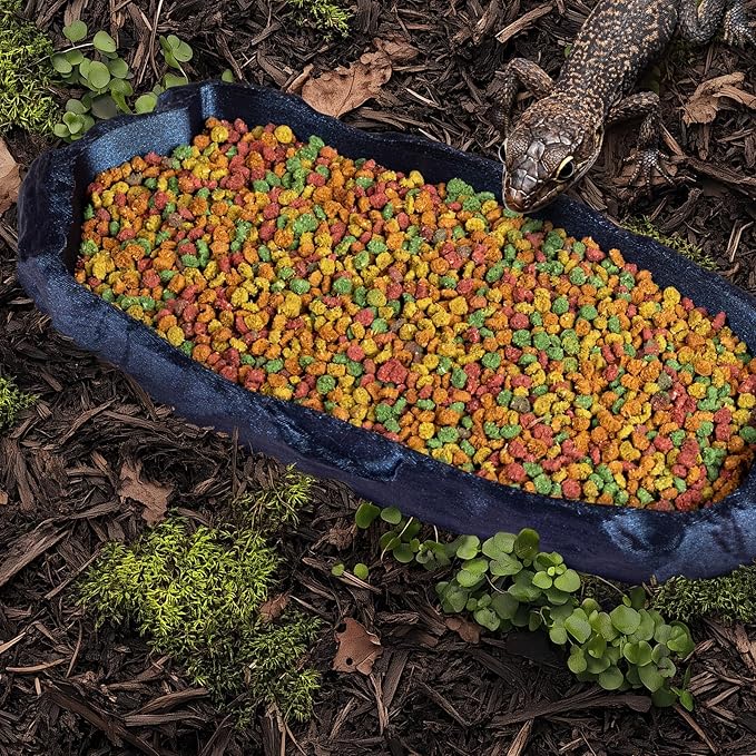 Gecko Cave Reptile Feeding Tray – Naturalistic Pet Dish for Lizards, Snakes, Bearded Dragons, Tortoises & Turtles - Burnt Titanium