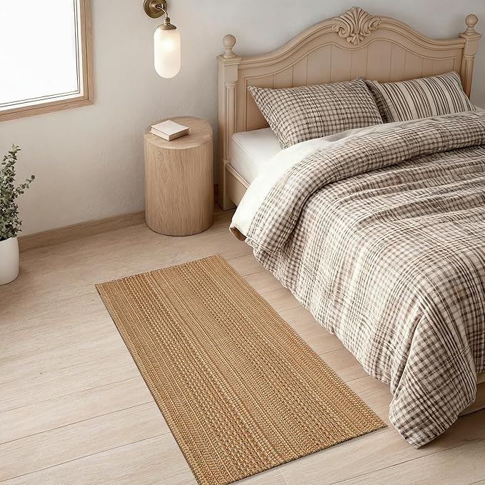 MatEssenz 2x4 Washable Rug, Textured Natural Woven Low-Profile Small Runner