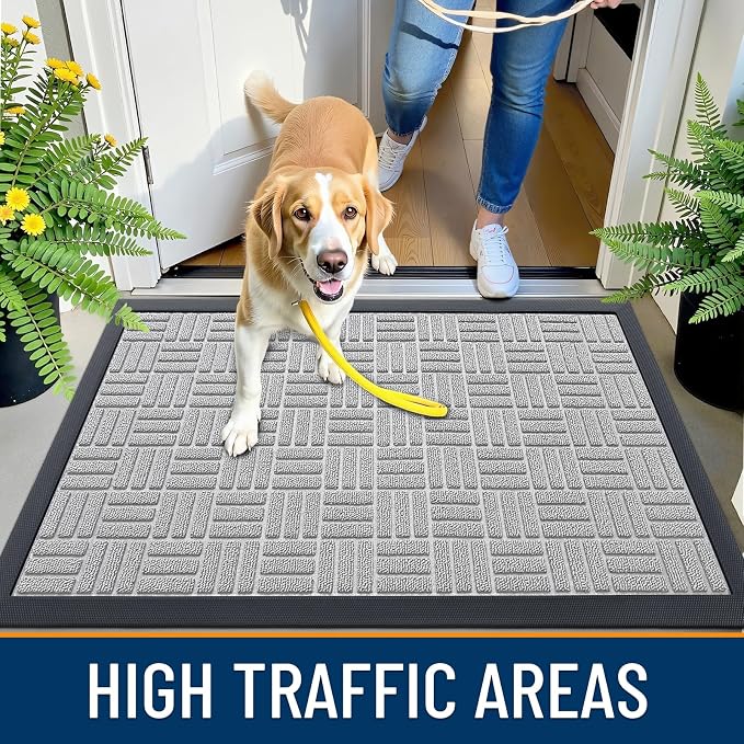 OLANLY Front Door Mat Outside Entrance 71x47, Heavy Duty Sturdy Natural Rubber