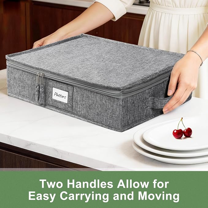 LotFancy Platter Storage Case, Hard Shell, China Storage Container