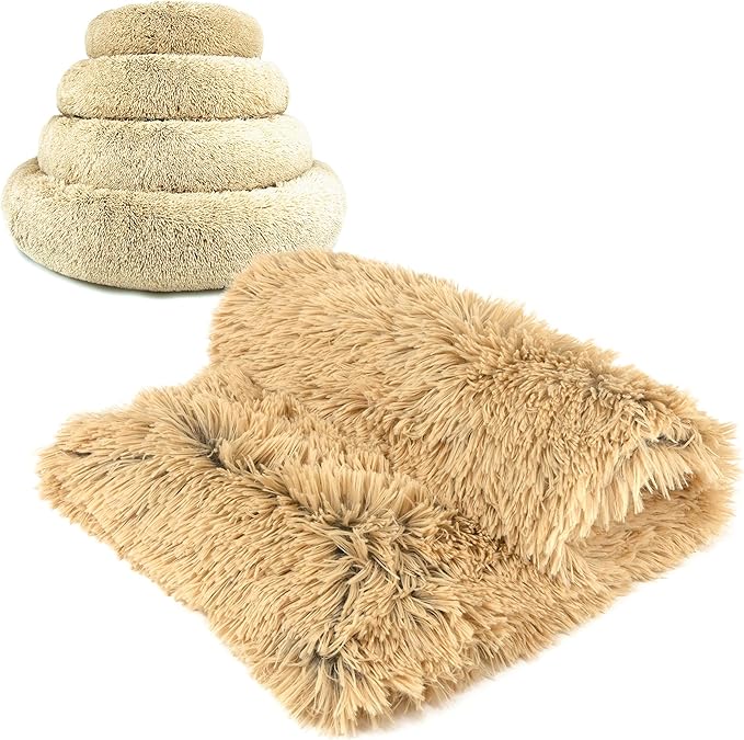 The Dog’s Blanket – Faux Fur Dog Blanket, Beige, Large, 28x42