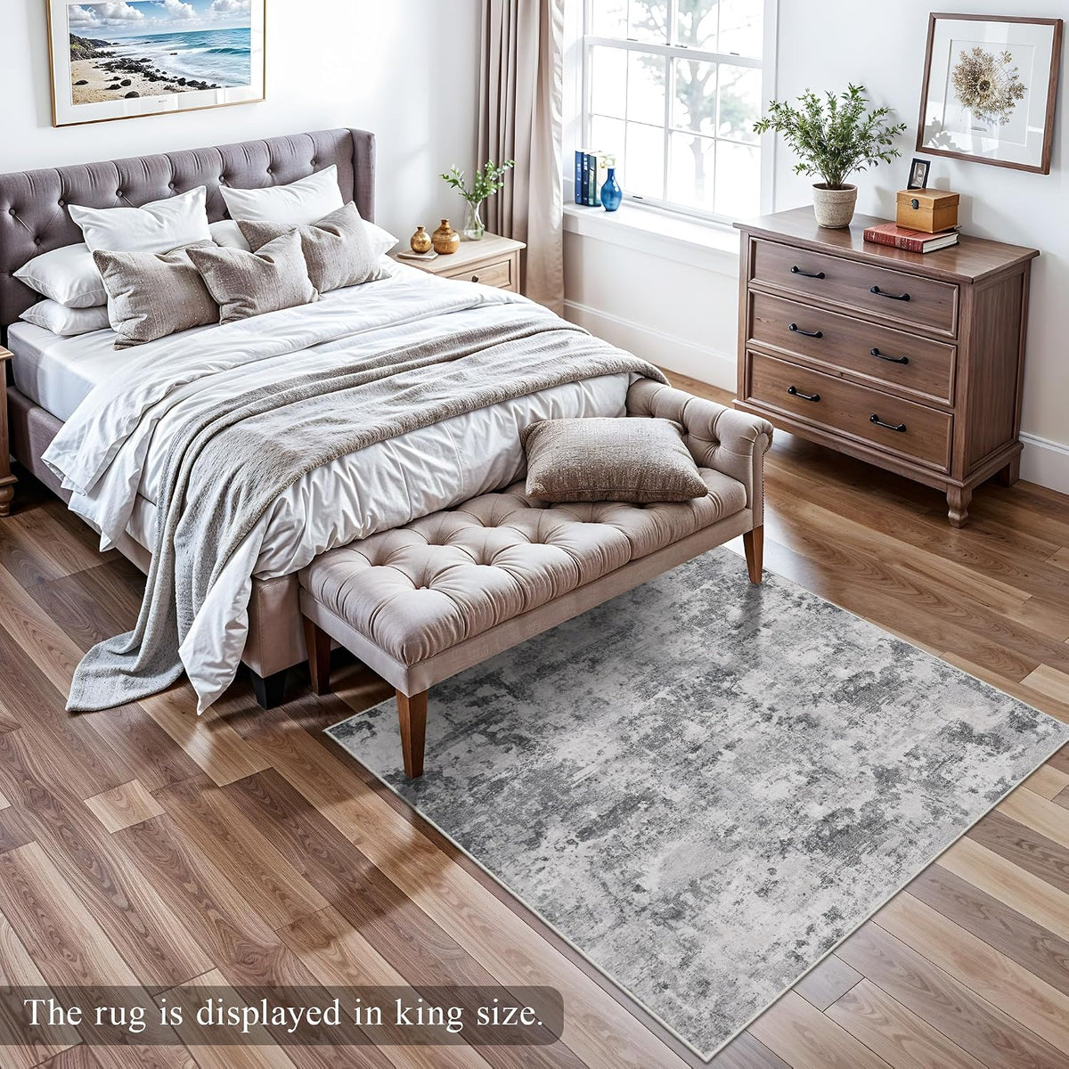 4x4 Rug Square Washable for Entryway: Non Slip Abstract Area Rug Black Grey