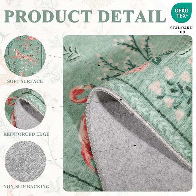 DUKINO 3x5 Rug, Washable Animal Area Rug