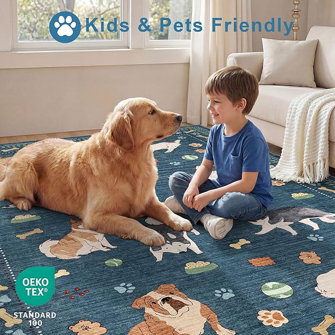 DUKINO 4x6 Area Rug, Non Slip Washable Rug