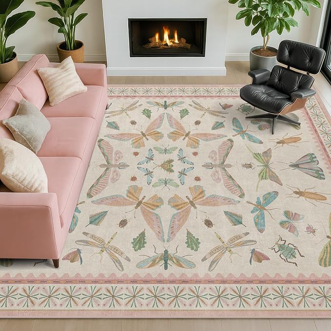 Pastel Pink Girls Rugs for Bedroom 6x8