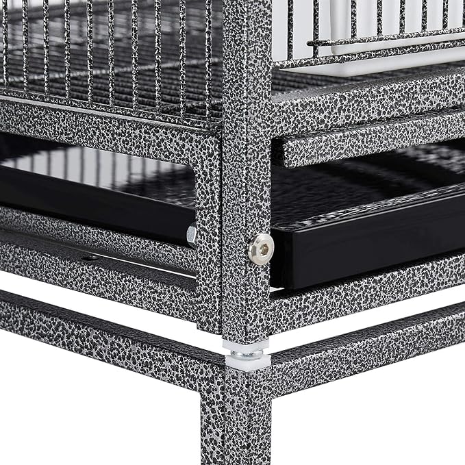 Topeakmart 3 Pack Divided Breeder Parakeet Canary Lovebird Finch Budgie Bird Cages W/Rolling Stand