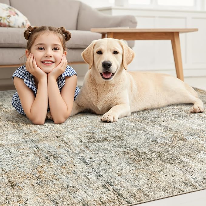 Soalmost Abstract Rug 8x10 Large Living Room Rugs Neutral Modern Washable Area