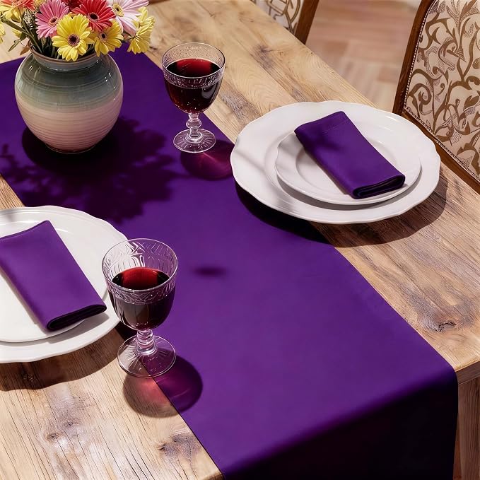 MEANMOY Purple Table Runner 36 Inches Long Waterproof Table Runners | Washable