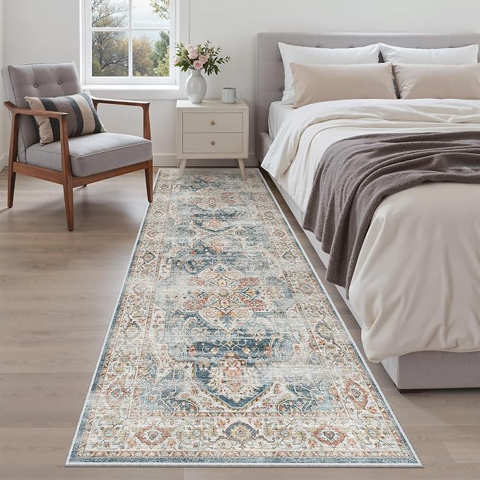 Madane Runner Rug 2'6''x8' Kitchen Runner, Hallway Runner Printed Vintage