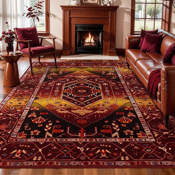 SERISSA 6x9 Area Rugs for Living Room, Large Washable Non-Slip Boho Rug