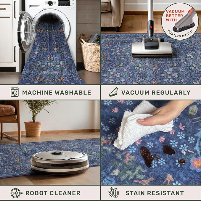 Navy Blue Washable 2x3 Entry Rug
