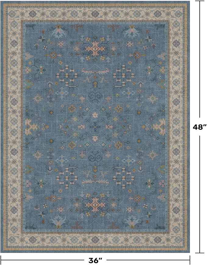 Washable Blue Rugs for Entryway Indoor