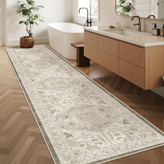 Madane Hallway Runner Rug 2'6''x12' Kitchen Runner, Non Slip Vintage Runners