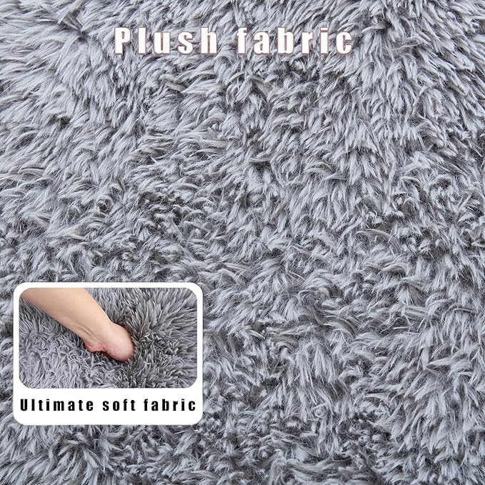 Gray Foldable Human Dog Bed - 69"x35"x12" Fits You & Pets with Comfy Pillow, Washable Faux Fur, Oversized Lounger Lazy Sofa Beds with 5 Adjustable Position